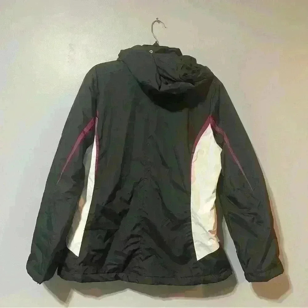 ZeroXposur Black Purple White Women's Large Hooded Jacket Double Zipper Pockets - Picture 3 of 11